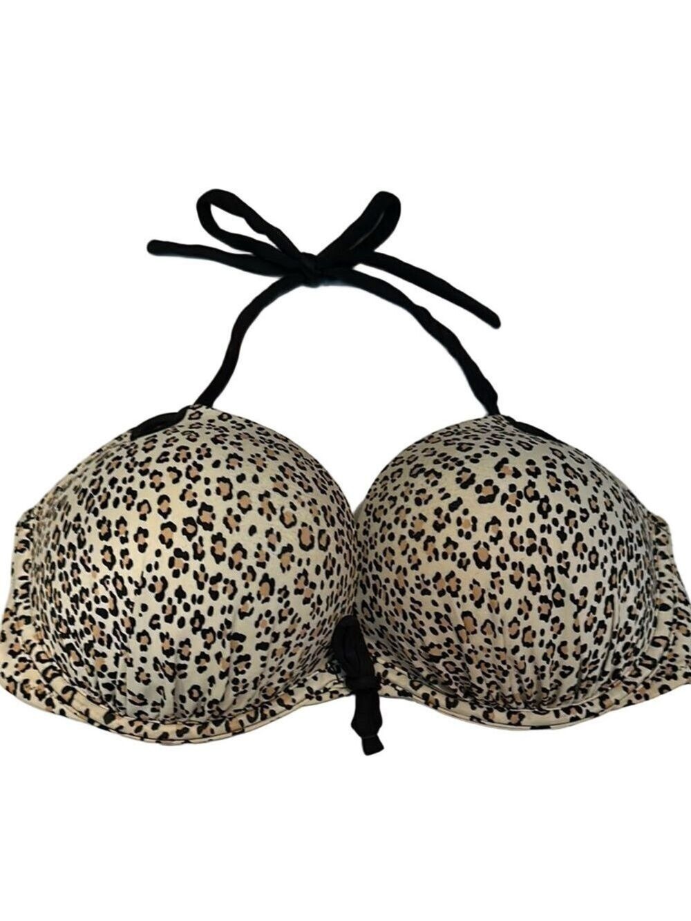 Victoria's Secret Leopard Print Underwire Push-up Bikini Top 36D